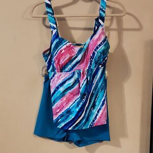 Ravel One Piece Blue and Pink Swimsuit Sleek Finish